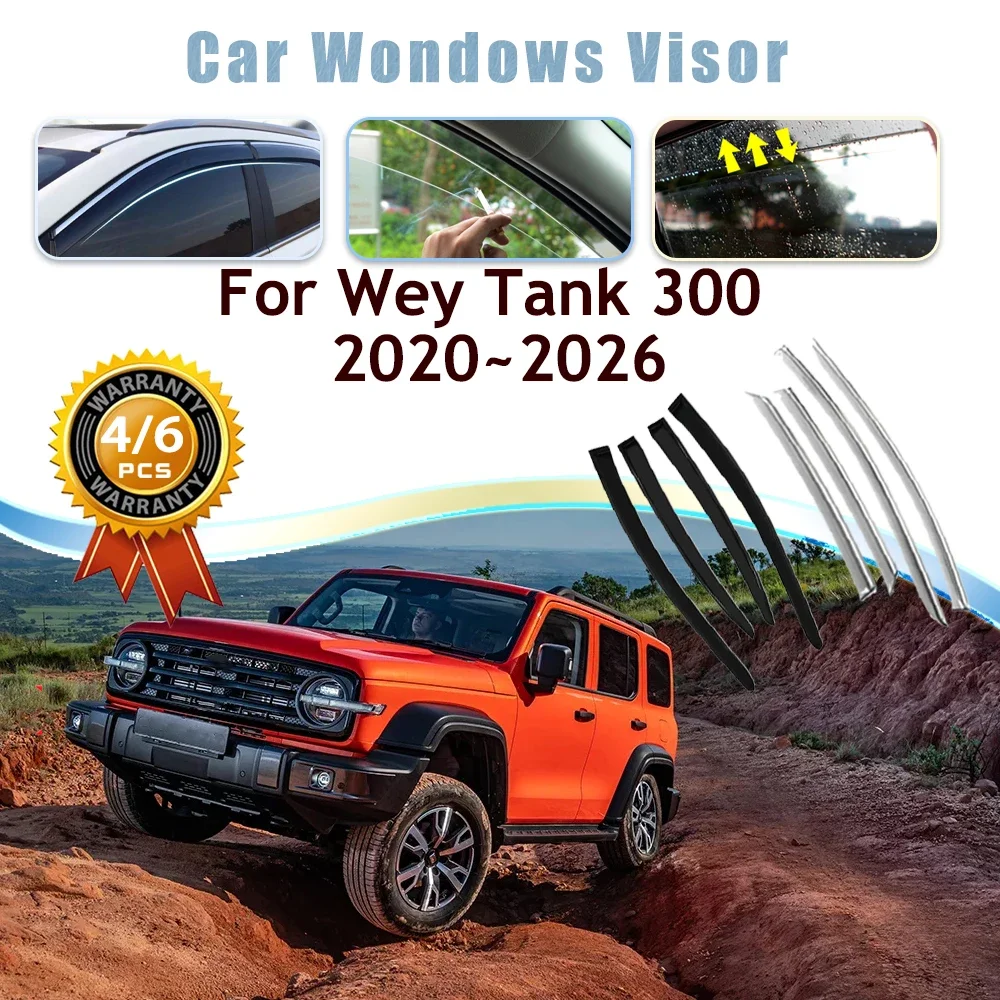 

Car Window Visors For GWM Wey Tank 300 2020 2021 2022 2023 2024 2025 2026 Rain Sun Snow Guard Deflector Windshields Accessories