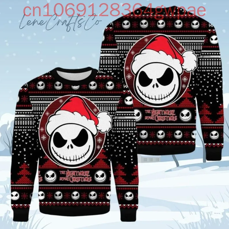 His and Her Nightmare Couple Ugly Christmas Sweater before Christmas Skeleton Xmas Sweatshirt Christmas Gift for Men Women