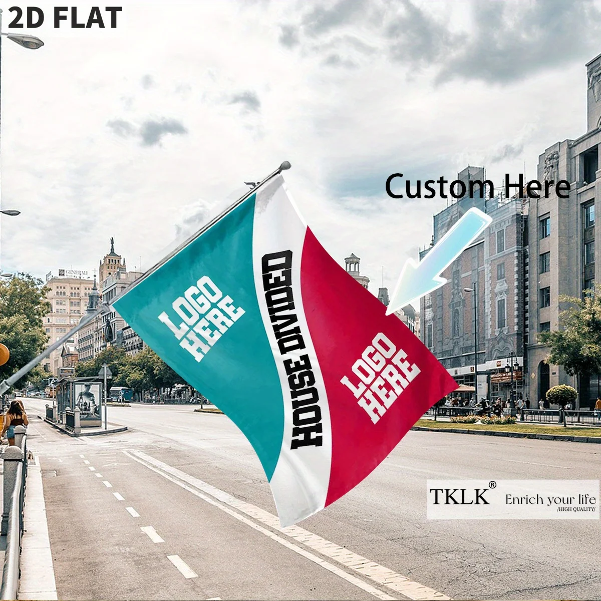 Custom House Divided Flag, College Football, College Flag, Football Flag, Any Teams,  Any Combination, Polyester material