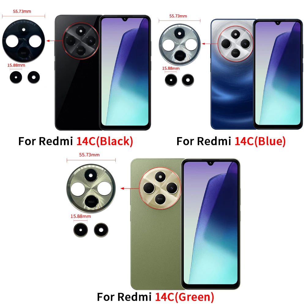 Good For Xiaomi Redmi 14C Rear Camera Glass Lens Cover With Frame Holder Replacement Spare Parts