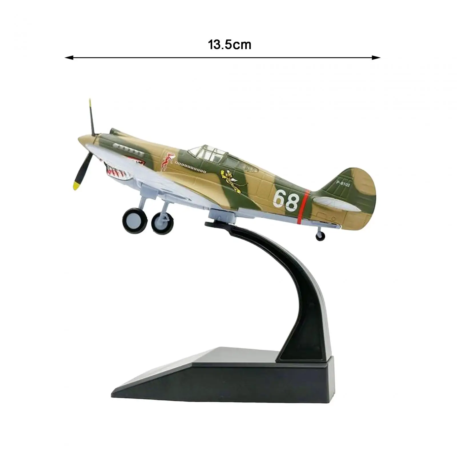 P40 Collectables Diecast 1: 72 Plane Model with Stand with Base Diecast Fighter for Cafe Office Bookshelf Bedroom Decor