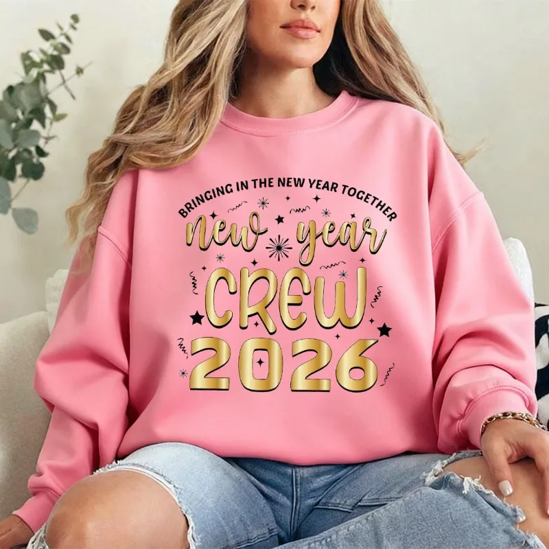

2026 New Year Crew Long Sleeve Sweatshirt New Year's Eve Party Unisex Crew Neck Fashion Streetwear Aesthetic Sweaters Women Tops