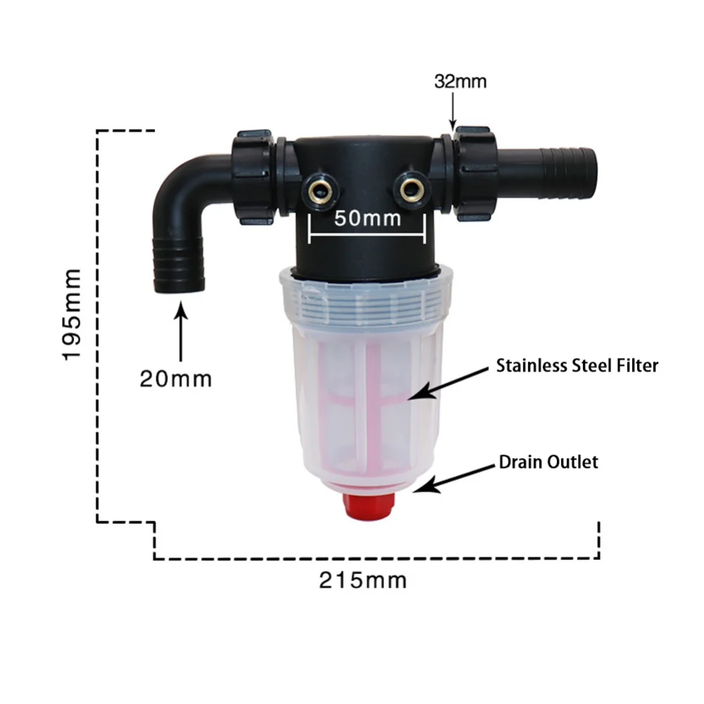 Inline Garden Hose Filter with Sewage Outlet Compatible with Most Garden Hoses for Efficient Sediment Filtration