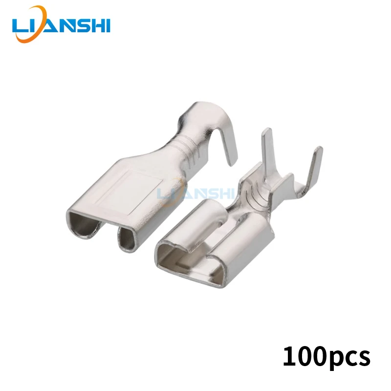 100pcs 4.8 plate spring insert terminal tinned spring insert copper terminal car connector DJ626A-D4.8×0.8A