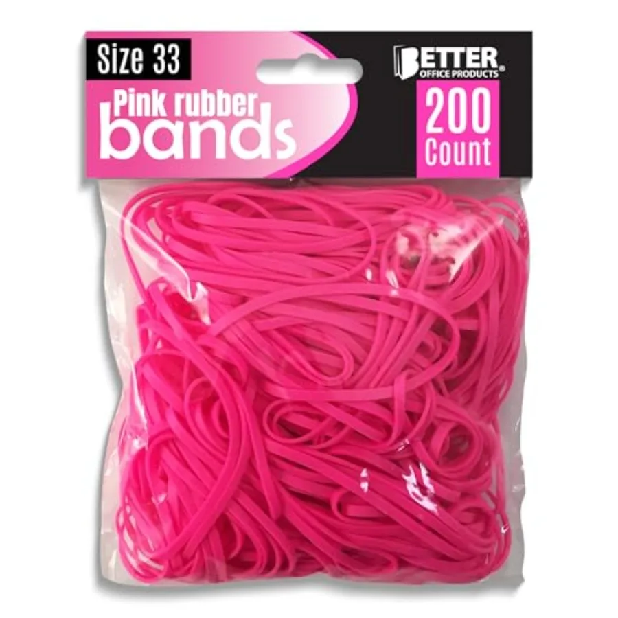 

200 Pink Rubber Bands Size 33 200/Bag Hot Pink Rubber Bands