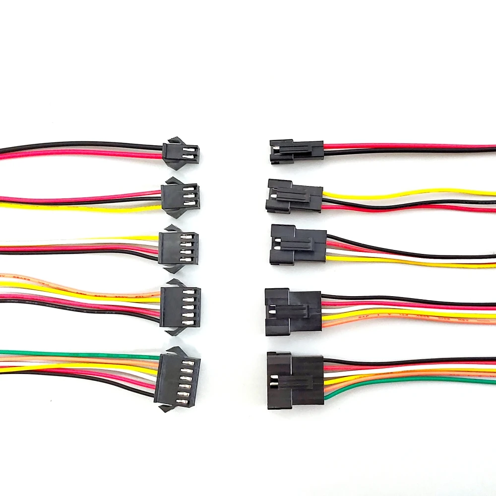 5PCS JST SM 2 3 4 5 6 Pin LED Strip Connector Male Female Adapter Plug Terminal with 15CM 22AWG Wire for RGB Light Strip