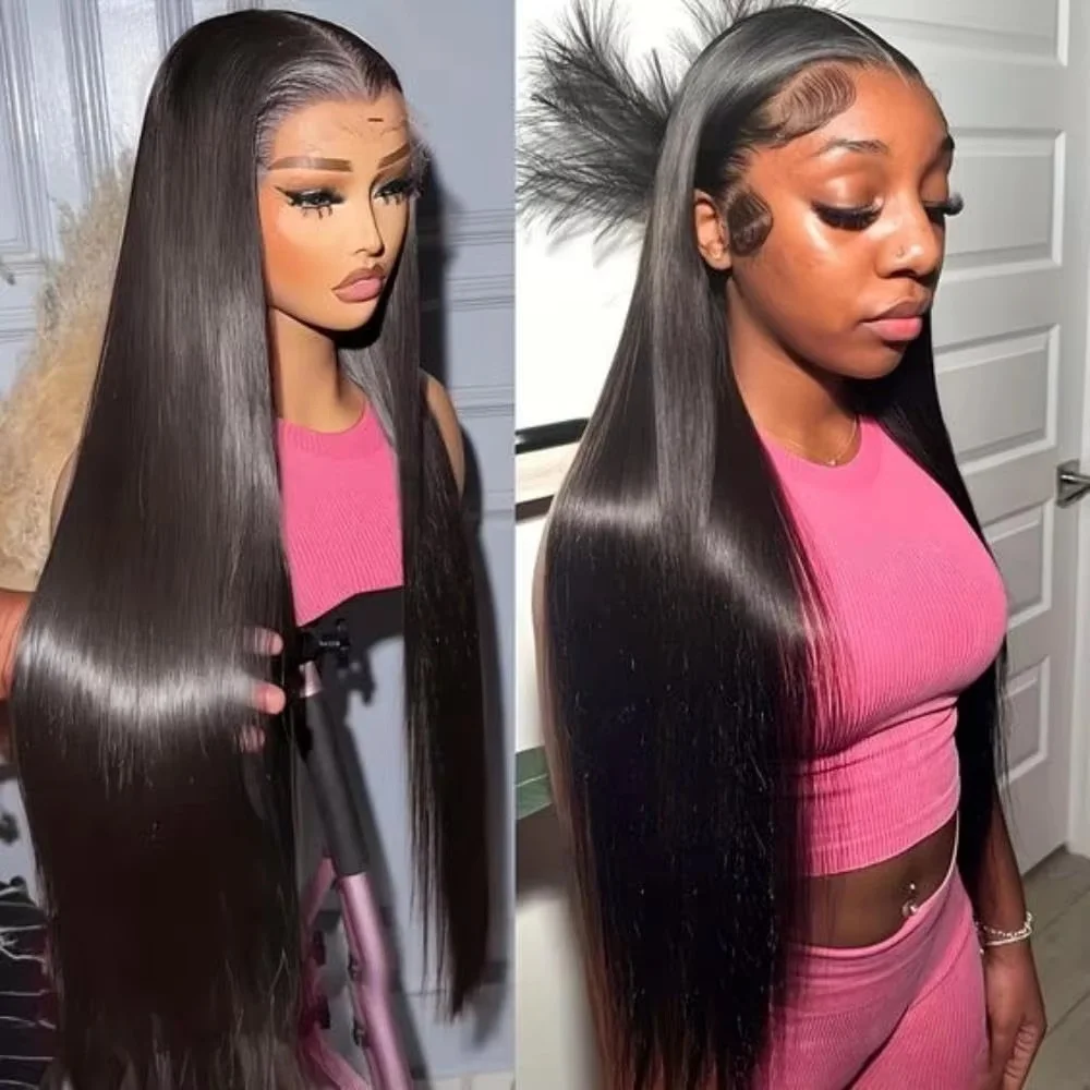 34 Inch Straight Bone Lace Frontal Human Hair Wig 13x6 Lace Front Pre Plucked Wig Human Hair Remy Swiss Lace Wigs For Women