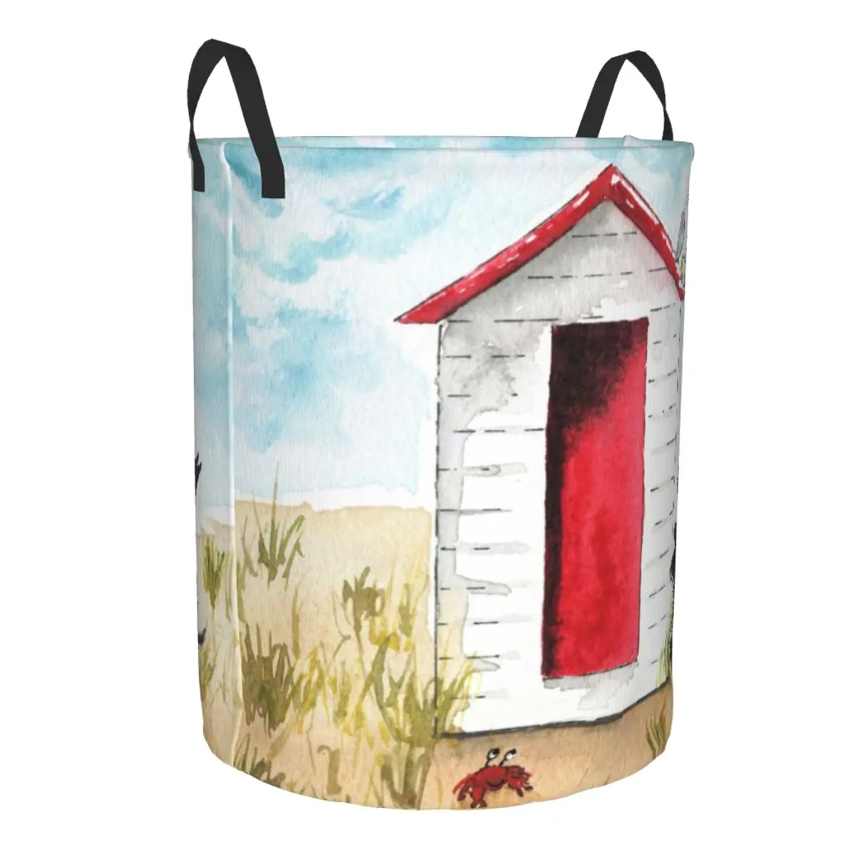 Custom Scottie Dog Beach Hut Laundry Basket Collapsible Scottish Terrier Lover Toy Clothes Hamper Storage Bin for Kids Nursery