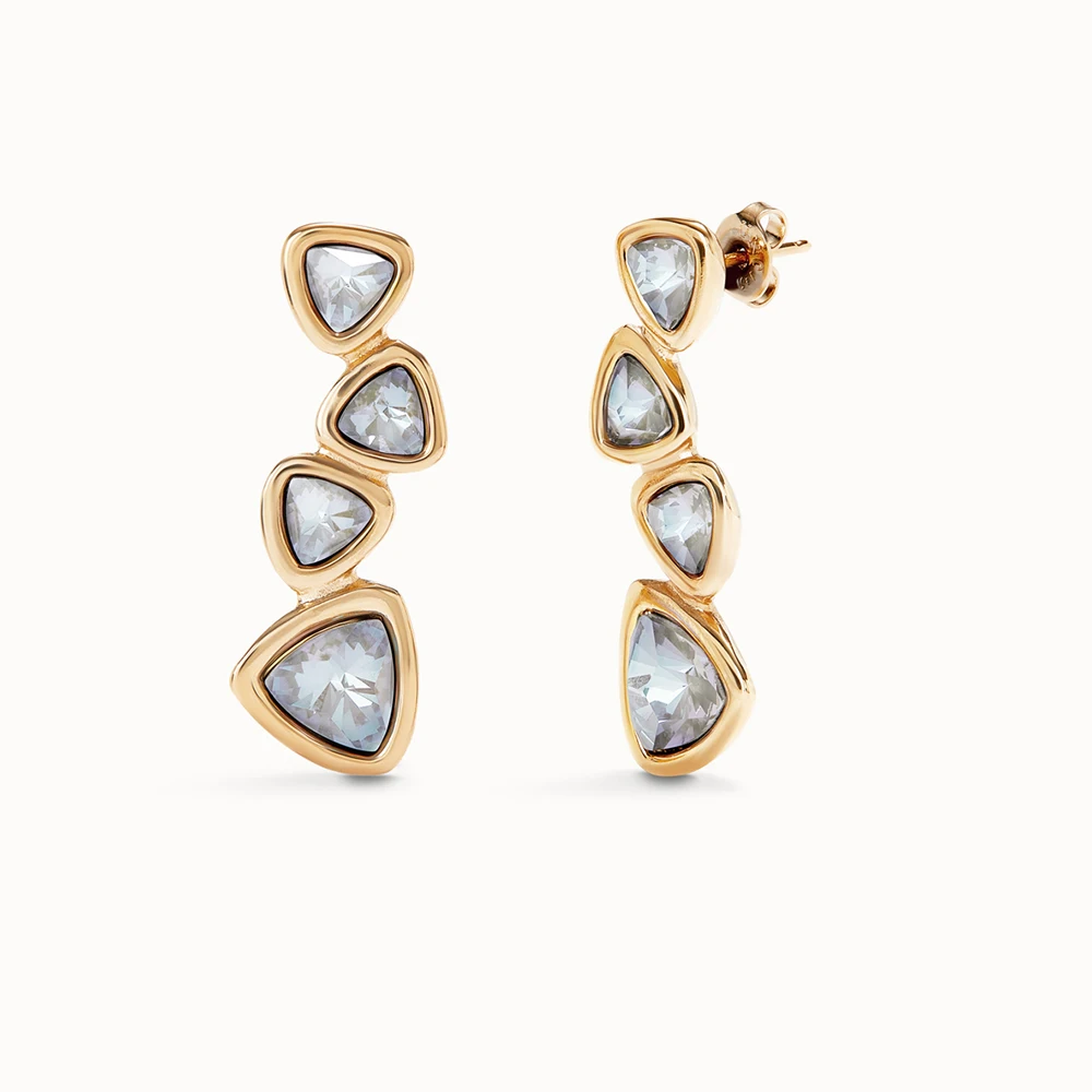 2026 Small niche design, eye-catching fashion, personalized fashion, multi triangle embellishment earrings - view 4