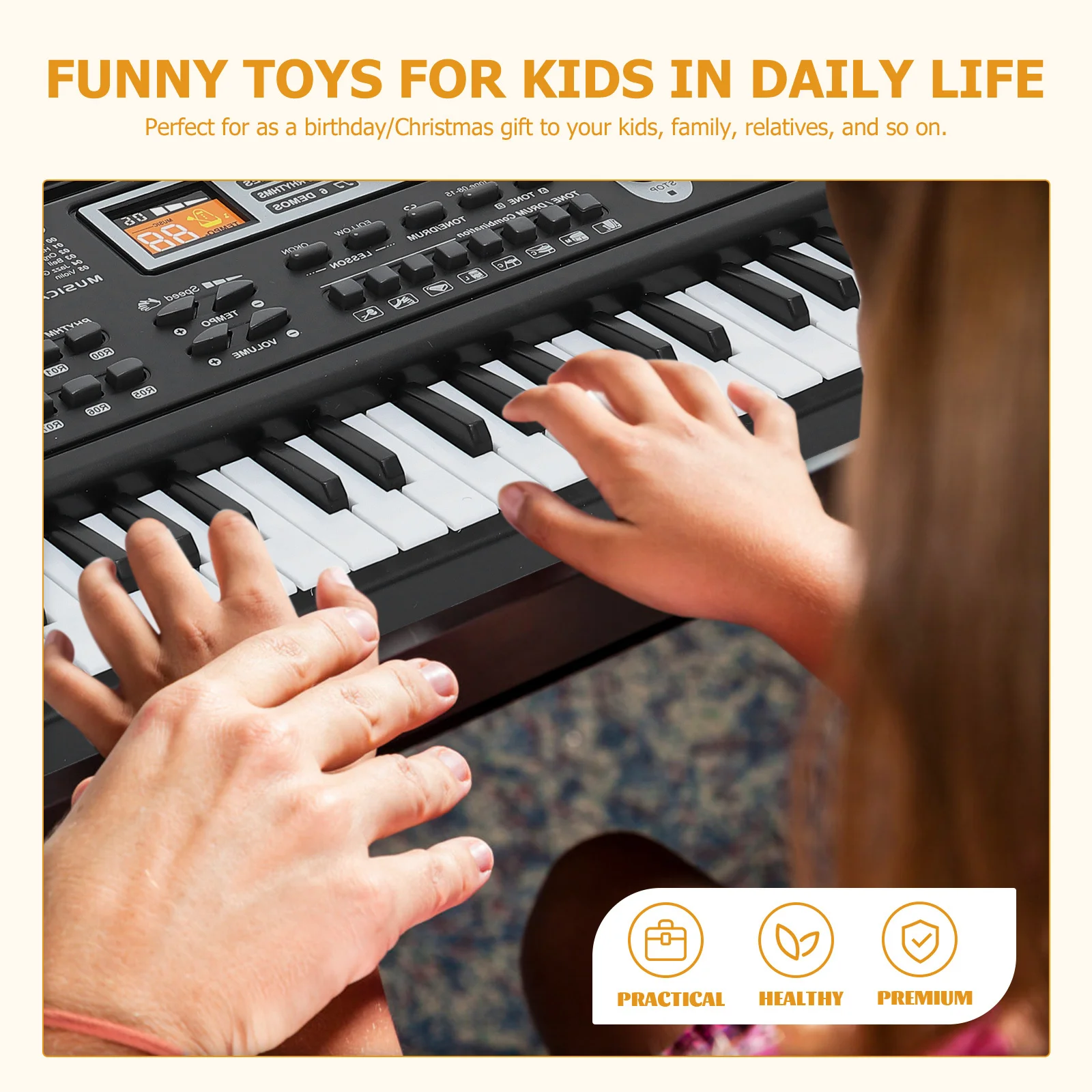 

1Set 61 Keys Piano Keyboard Plastic Multi-Functional Educational Music Learning Instrument Lightweight Eu Plug