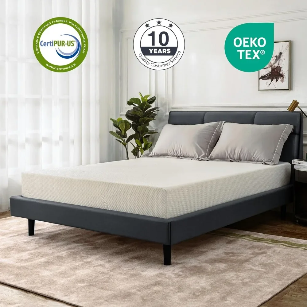 Mattresses Cool Gel Memory Foam CertiPUR-US Certified Mattress in a Box Fiberglass Free Quilted Cover Queen Mattress 10 Inch