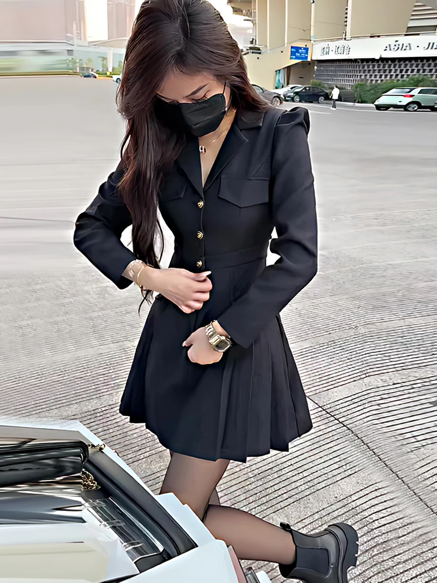 

Новый модный женский костюм Slim Fit в корейском стиле, приталенный, с V-образным вырезом, длинными рукавами, для весны и осени