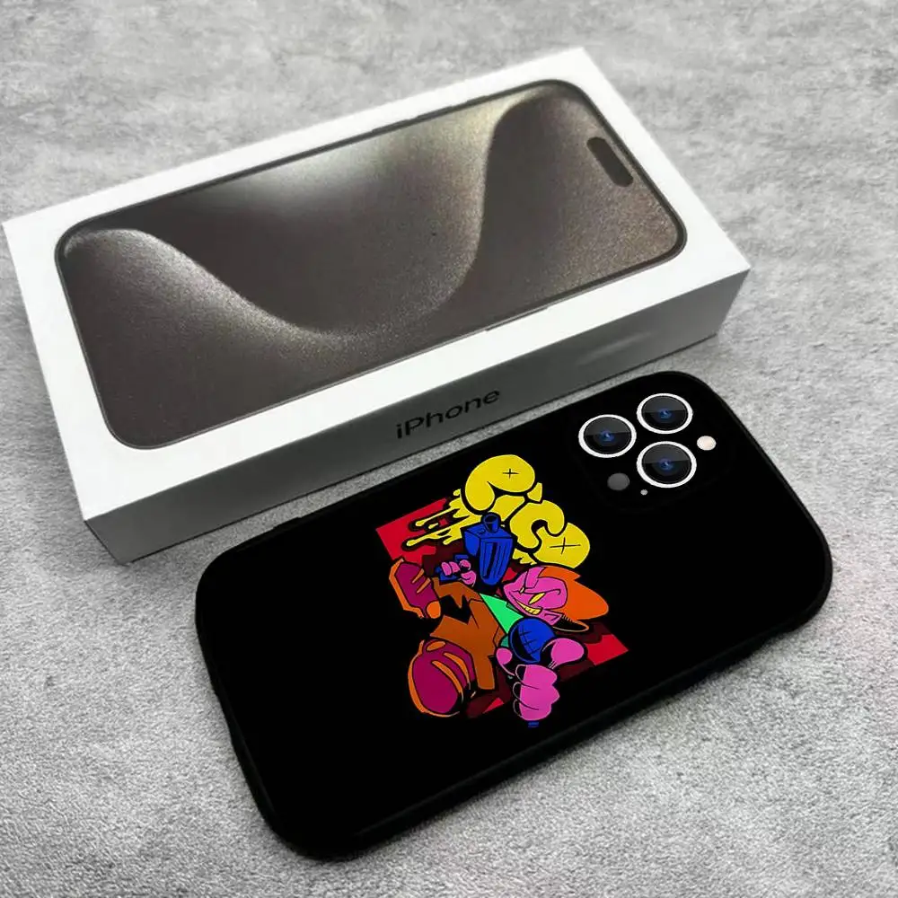 حافظة هاتف Game F-Friday Night Funkin لهاتف iPhone 17,16,15,14,13,12,Pro,Max,Plus,E,SE4,Air,Mini Black Soft Box
