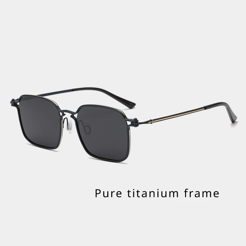 New Pure Titanium Sunglasses Square UV Resistant Fashionable and Trendy Polarized Sunglasses for Men Glasses Women Outdoors