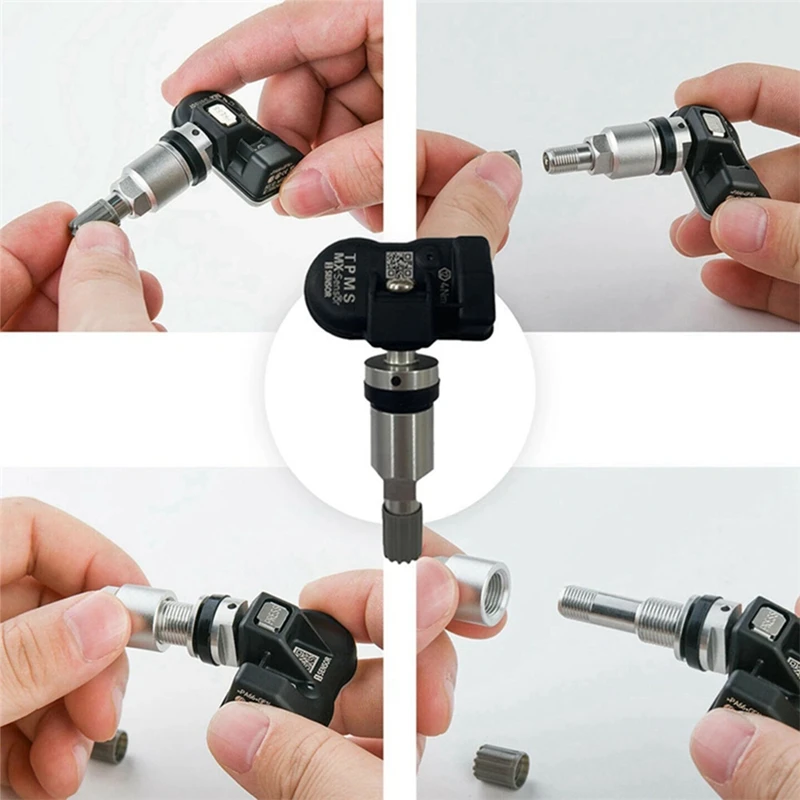 4Pcs Programming MX Sensor TPMS Tire Pressure Monitor Sensor 315MHZ 433MHZ Universal 2 in 1 Repair Tool for-Autel Silver