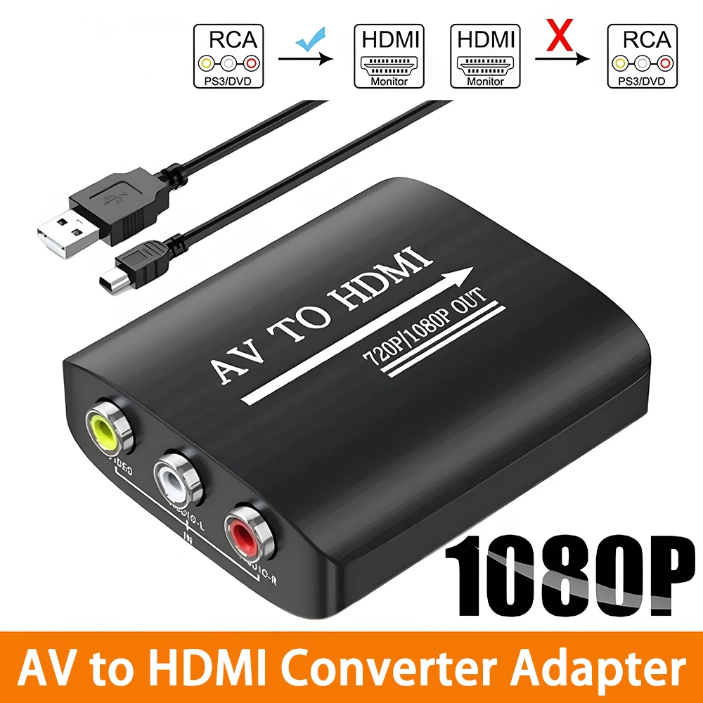 1080P AV RCA к HDMI-совместимый композитный адаптер аудио видео конвертер с USB кабелем для HD TV BOX VHS VCR DVD N64 Wii PS1/2/3