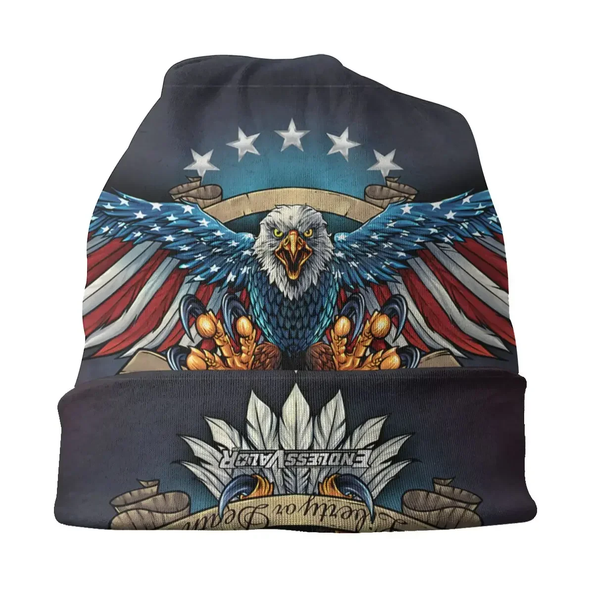 Unisex Winter Warm Bonnet Femme Knit Hats Hip Hop Eagle With US Flag Wings Beanie Cap Outdoor American Flag Beanies Caps For Men