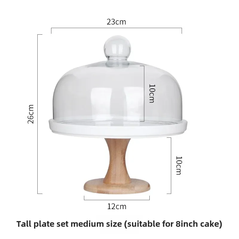 

Dessert Table Ornament Display Rack Food Dim Sum Tray Cake Tray Rack High Foot Bread Cover Transparent Glass Cover
