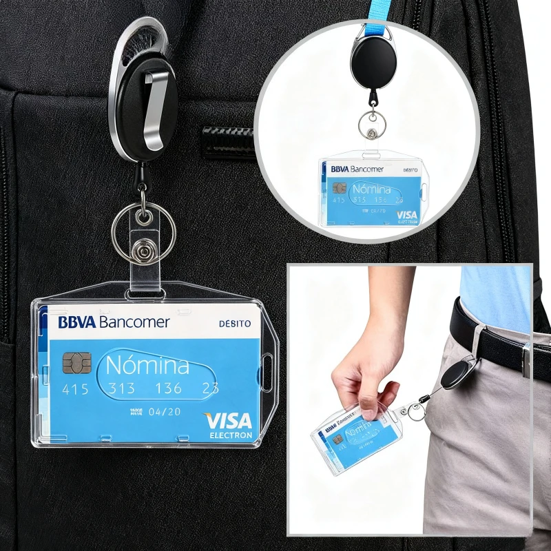 

Выдвижная катушка для бейджа с прозрачным держателем для удостоверения личности, ремешок для ключей для работы, защитная крышка из жесткого пластика