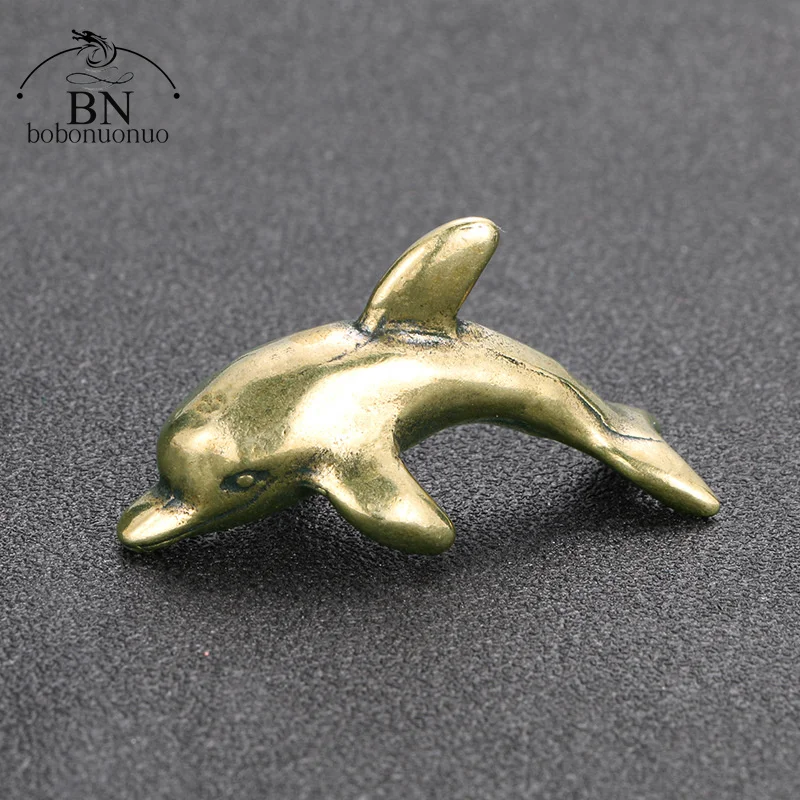 Sea Animal dolphins Figurines Mini Retro Brass Office Desktop Crafts Ornament Gifts Home Decorations Living Room Accessories