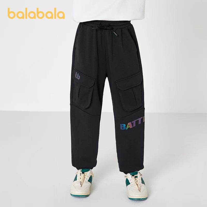 

Balabala Toddler 2023 Boy Trousers Autumn Workwear Trousers Trendy Fashion Simple Gradient Letters Trousers