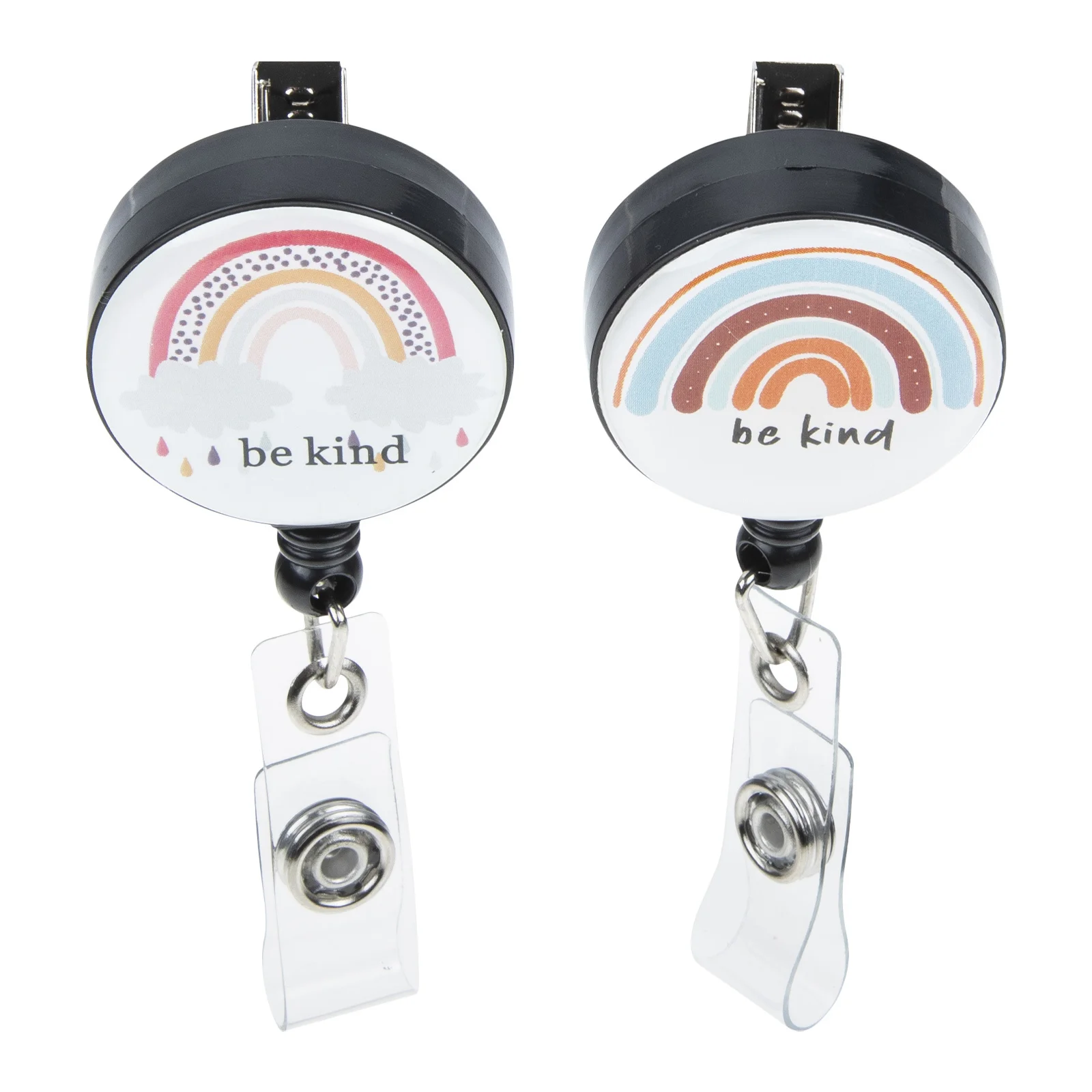 

2Pcs Retractable Badge Reels Rainbow Alligator Clip Nurse Id Badge Holders Lightweight Office Work Key Card Holder