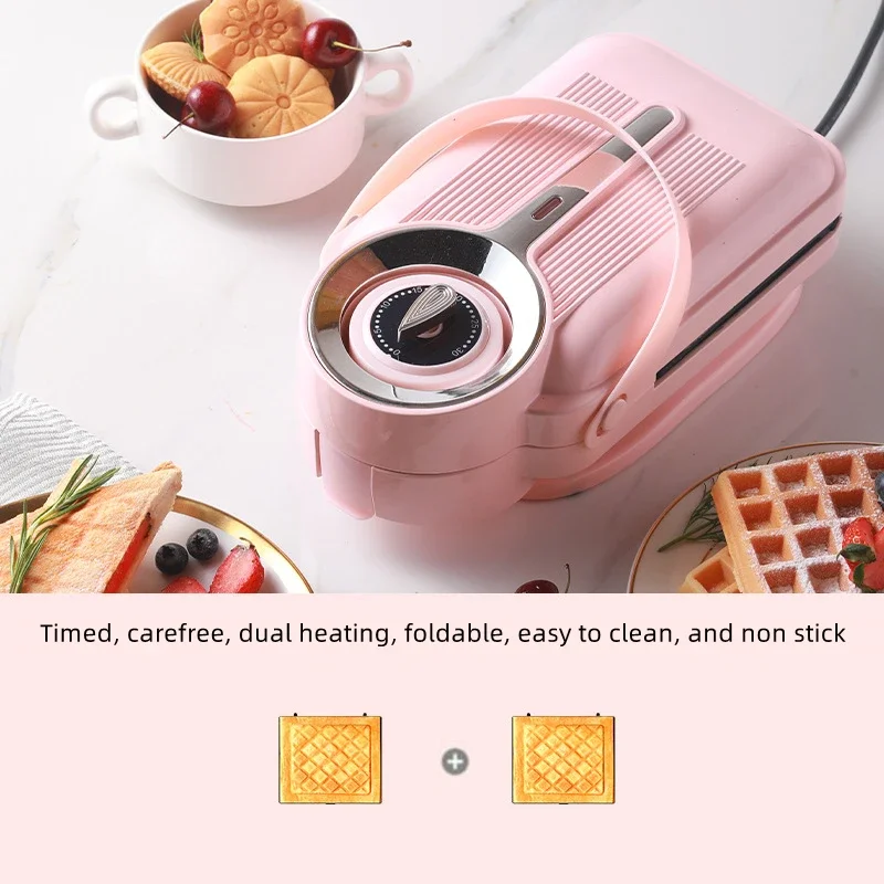 Multifunctional small household toaster, breakfast sandwich maker, 3-in-1 lightweight waffle maker