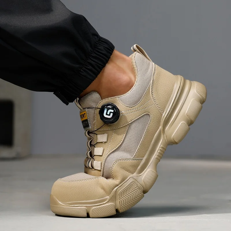 Summer men Safety Shoes breathable Work Sneakers Steel Toe shoes Rotating button Indestructible shoes Light Protection Shoes