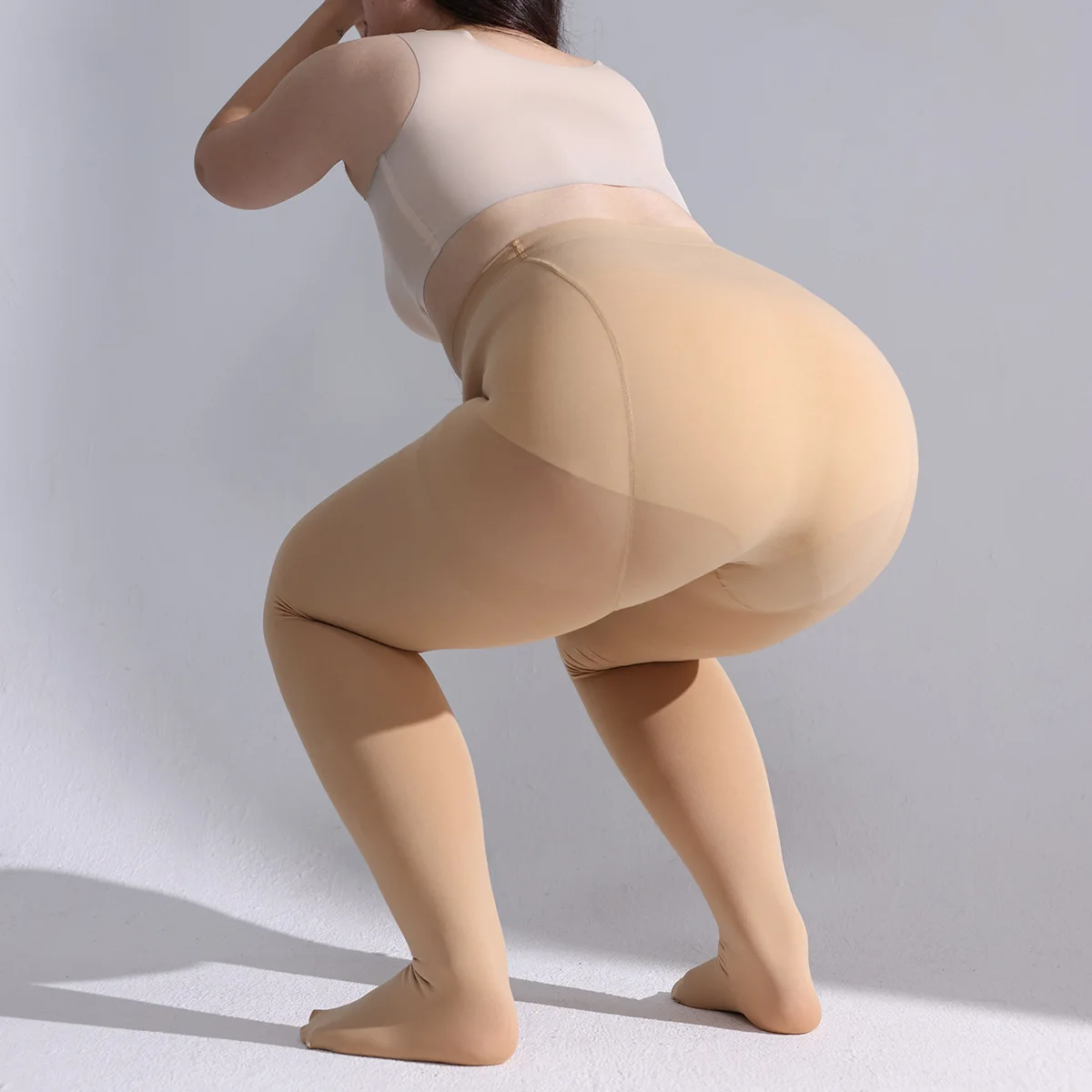 45-75k Plus Size Damen Rosa Strumpfhosen Bauchreparatur Hohe Taille Damen Strumpfhosen Elastische Füße Bodenstrümpfe Rot Fabrik – Detail 13