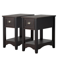 Set of 2 side table with drawer and storage, 2-storey sofa table, narrow bedside table, coffee table for living room