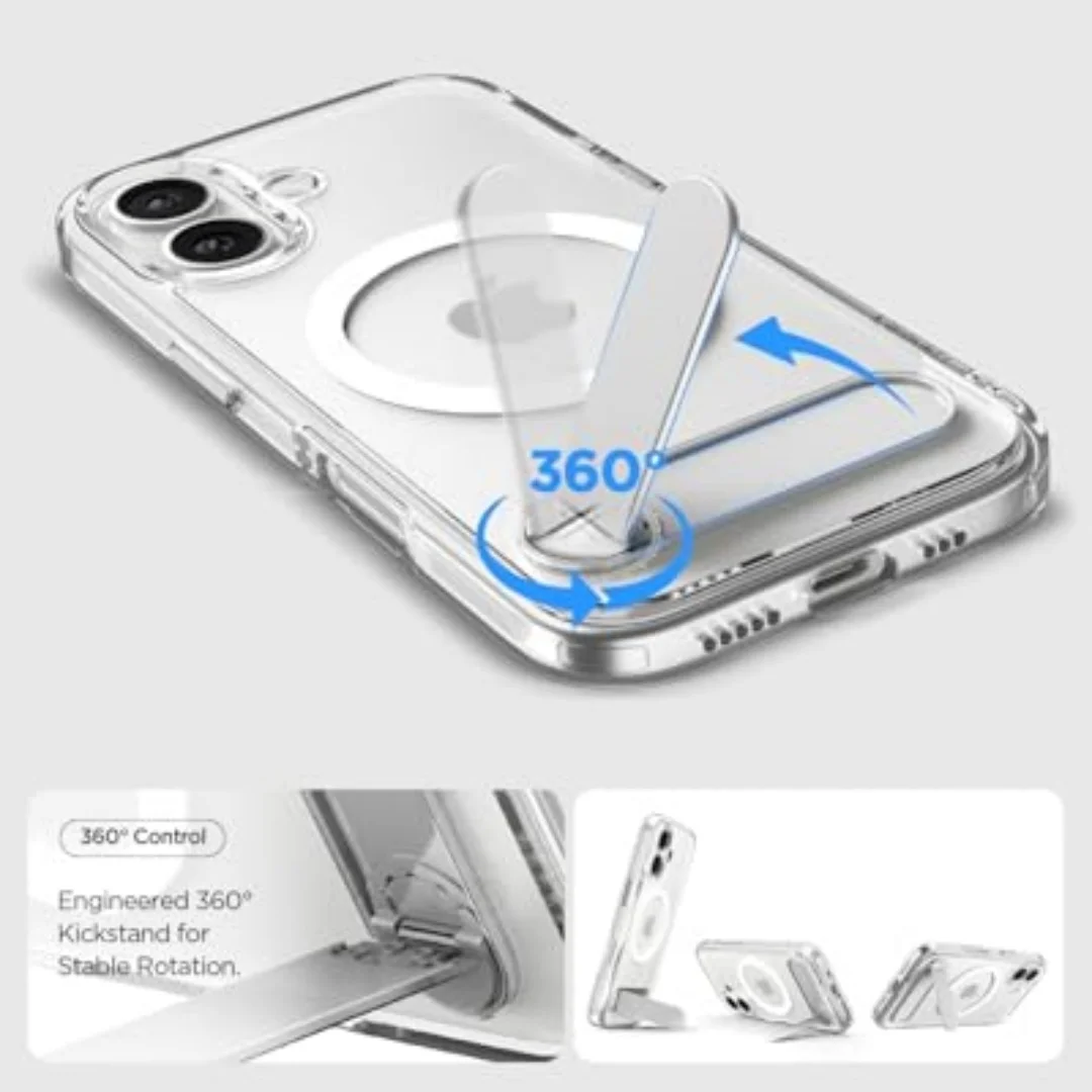Spigen Ultra Hybrid S MagFit Clear Case do iPhone 17 Air 17 18 Pro Max 18 16 15 14 Plus 13 12 z podstawką, kompatybilne z MagSafe — zdjęcie produktu 4