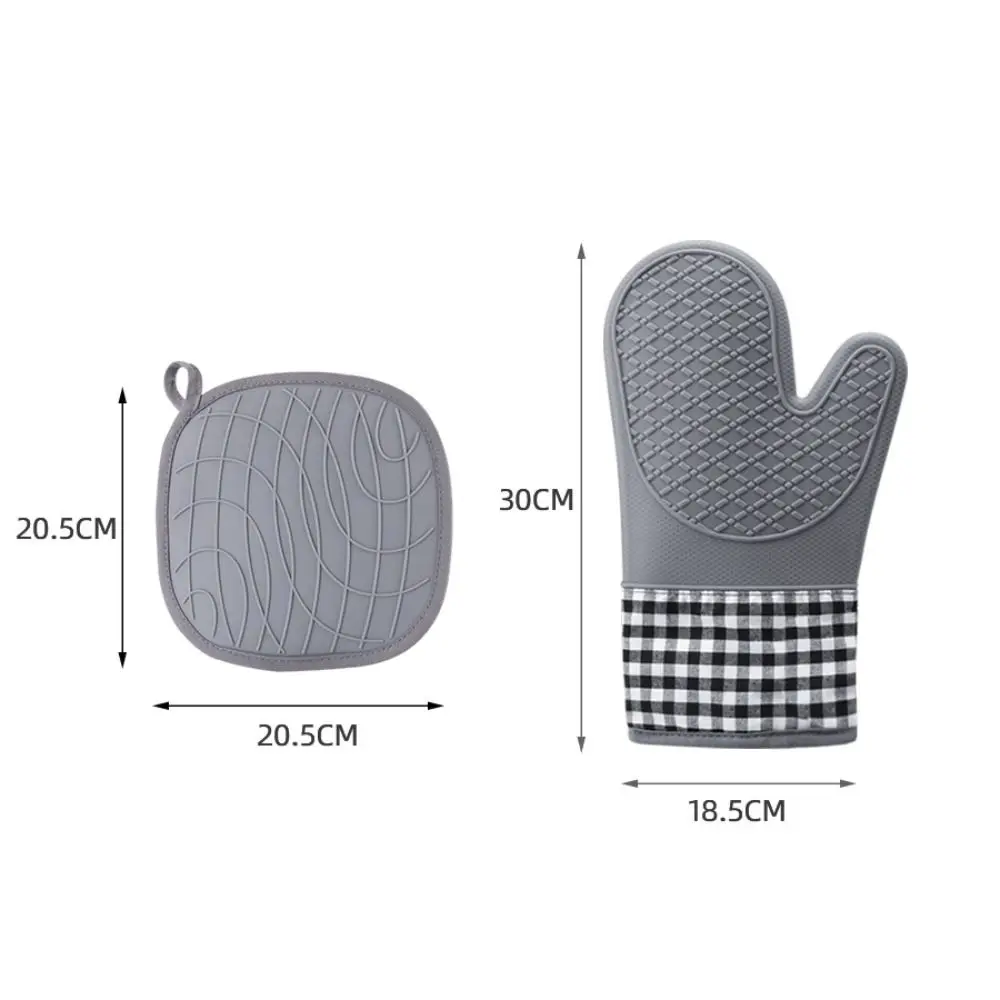 Insulated Oven Gloves Silicone Heat-proof Gloves Oven Mitts Microwave Oven Baking Tools Household Kitchen Bar Bakeware