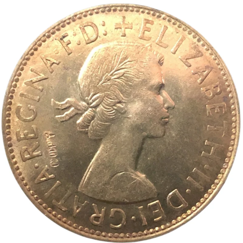 

1964 United Kingdom 1 Penny - Elizabeth II 1st portrait; without "BRITT:OMN" Copy Coin