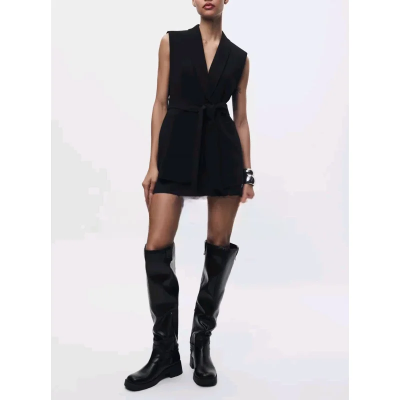 

Spring New Arrival Ele Commuting Svel Vest Belted Women's Faion Polyester Fiber 25-29 Years Old Regular Length