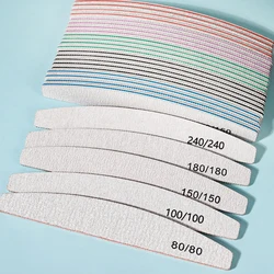 10Pcs Professional Nail File #80/100/150/180/240 Sandpaper Strong Thick Nail Files Sanding Half Moon Lime nail accessories Tools