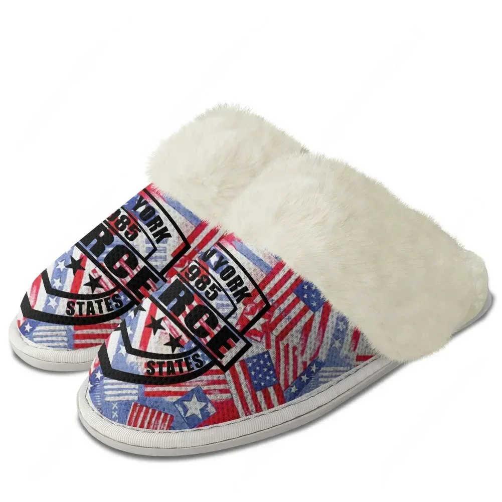 New York Force 1985 United States Plush Slippers Keep Warm Shoes Mens Womens Home Cotton Bedroom Customized Thermal Slipper DIY