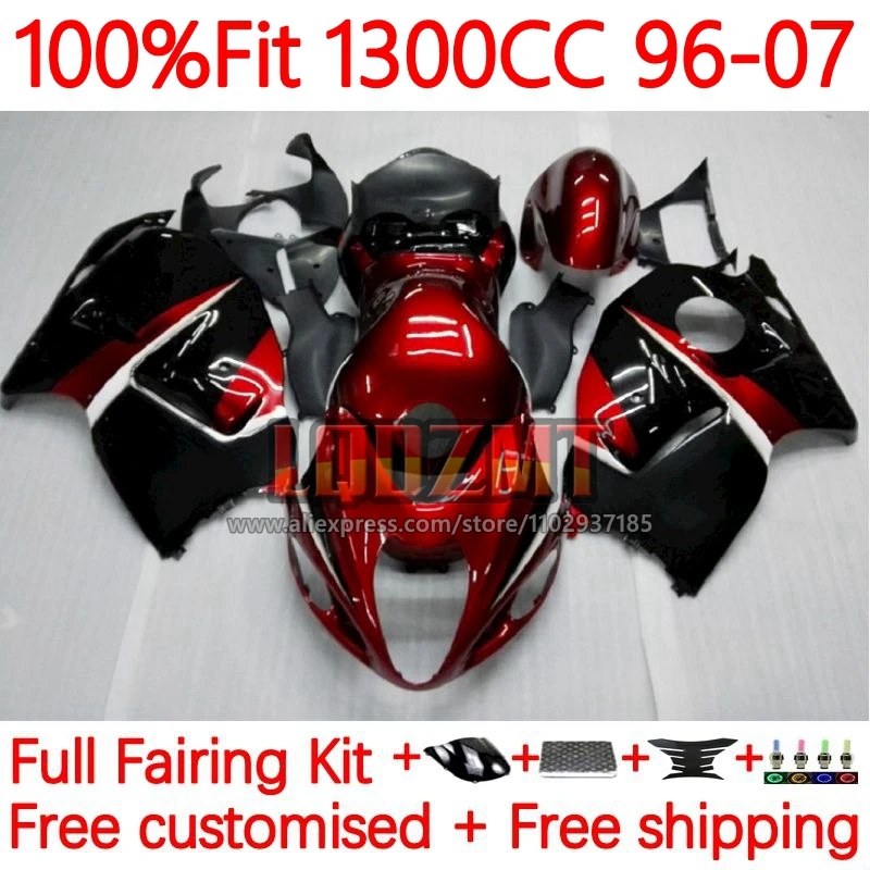 Dark red blk Injection For SUZUKI Hayabusa GSXR 1300 GSXR1300 1996 1997 1998 1999 2000 2001 2002 03 04 05 06 07 Fairing 171No.7