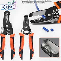 185mm Stripping Crimping Pliers Wire Stripper Multi Functional Ring Crimpper Electrician Peeling Network Cable Stripper Tools