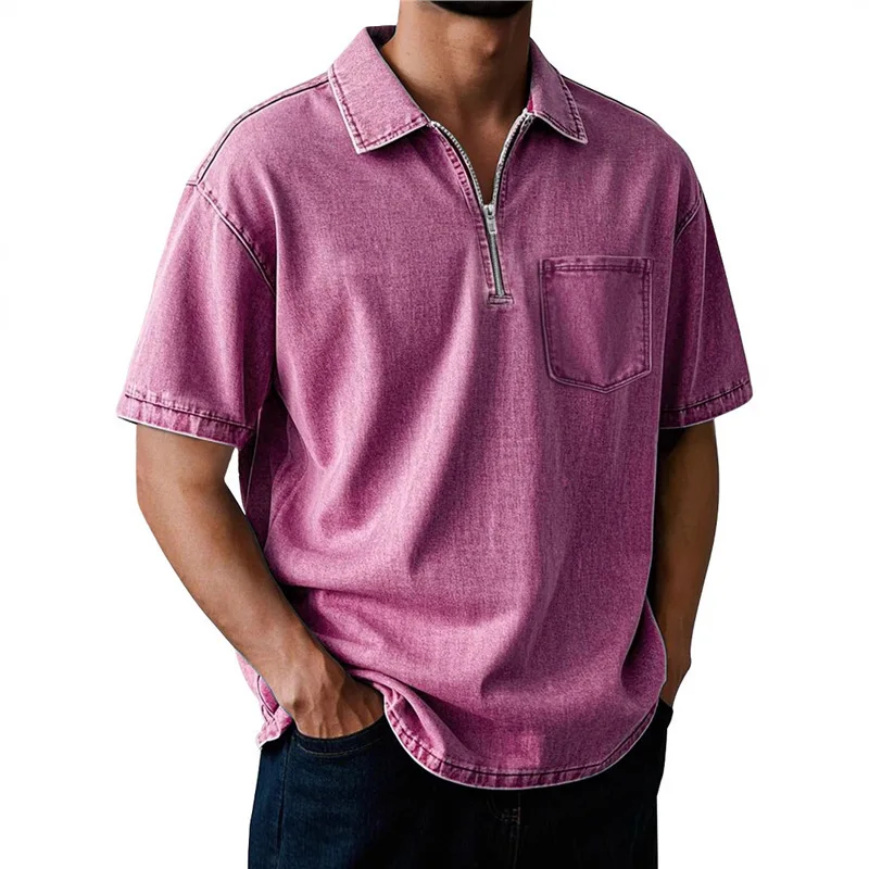 

2026 Men's Washed Casual Versatile Sleeveless Button-down Shirt Polo Shirt