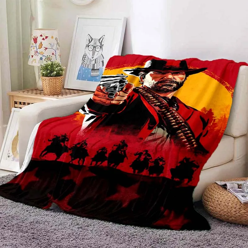 Arthur Morgan Red Dead Redemption Print Flannel Blanket Ultra Soft Warm Throw For Bedroom Living Room Indoor Home Decor Gift
