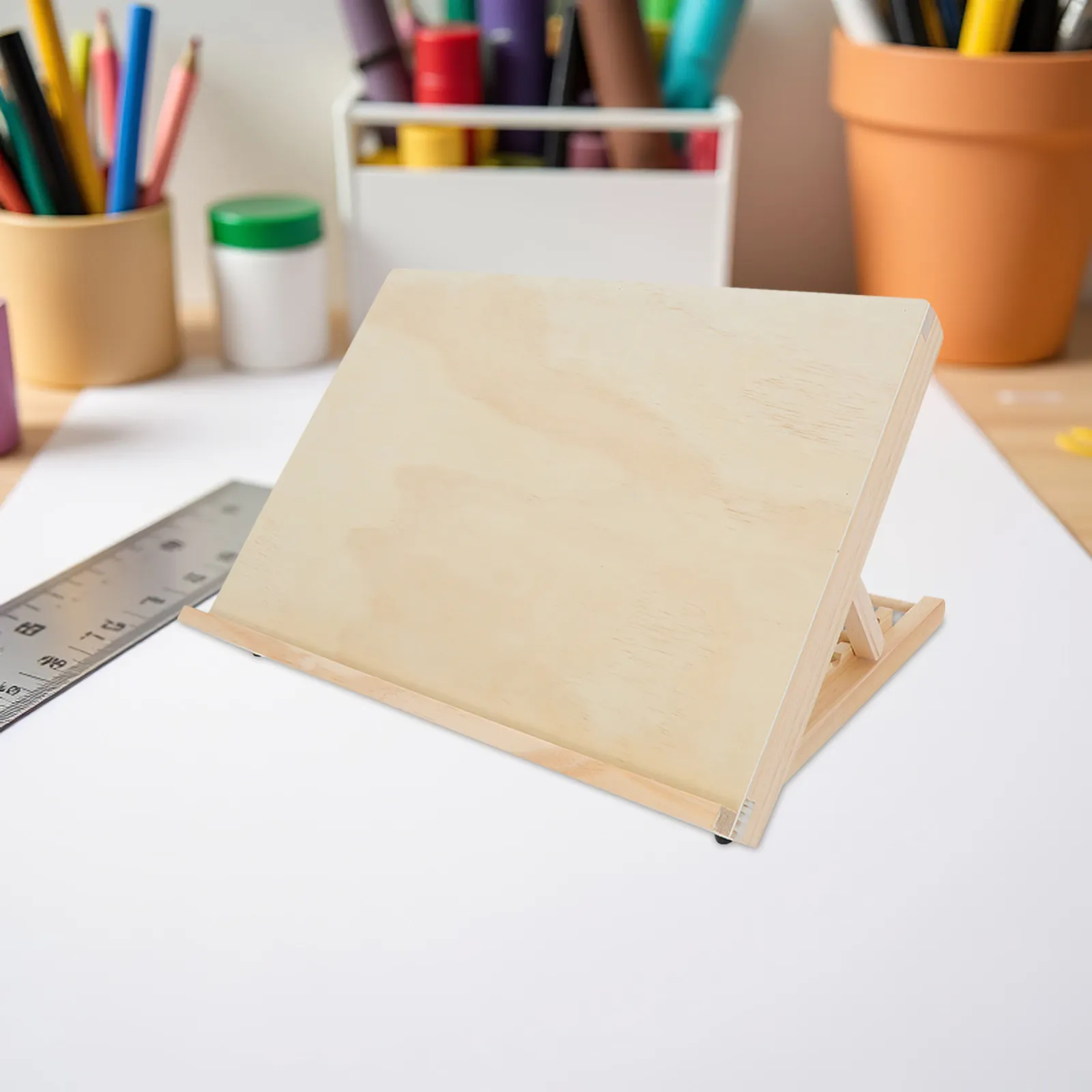 

Portable Foldable Wood Tabletop Easel Stand Adjustable Height 4-Level Desktop Painting Easel for Art Sketching Drawing