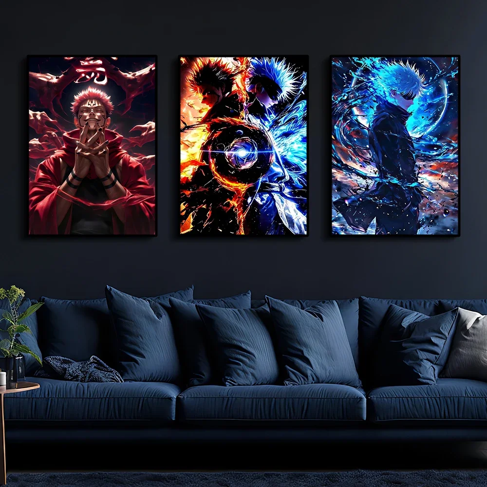 1 قطعة أنيمي Jujutsu Kaisen يطبع المشارك الشكل Itadori يوجي جوجو ساتورو قماش اللوحة ديكور المنزل المشارك المشجعين الهدايا غير المؤطرة