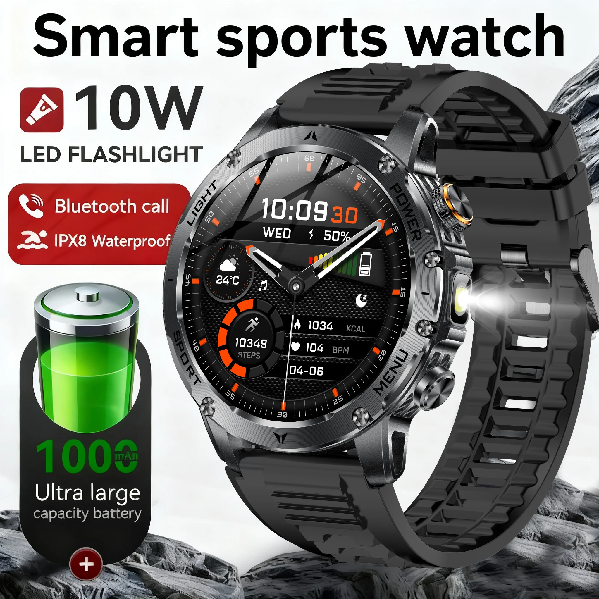 

2025 Watch 2-In-1 Headphone Smartwatch Ip67 Waterproof Gps Positioning Local Music Heart Rate Monitoring Bt Call Men'S Watch