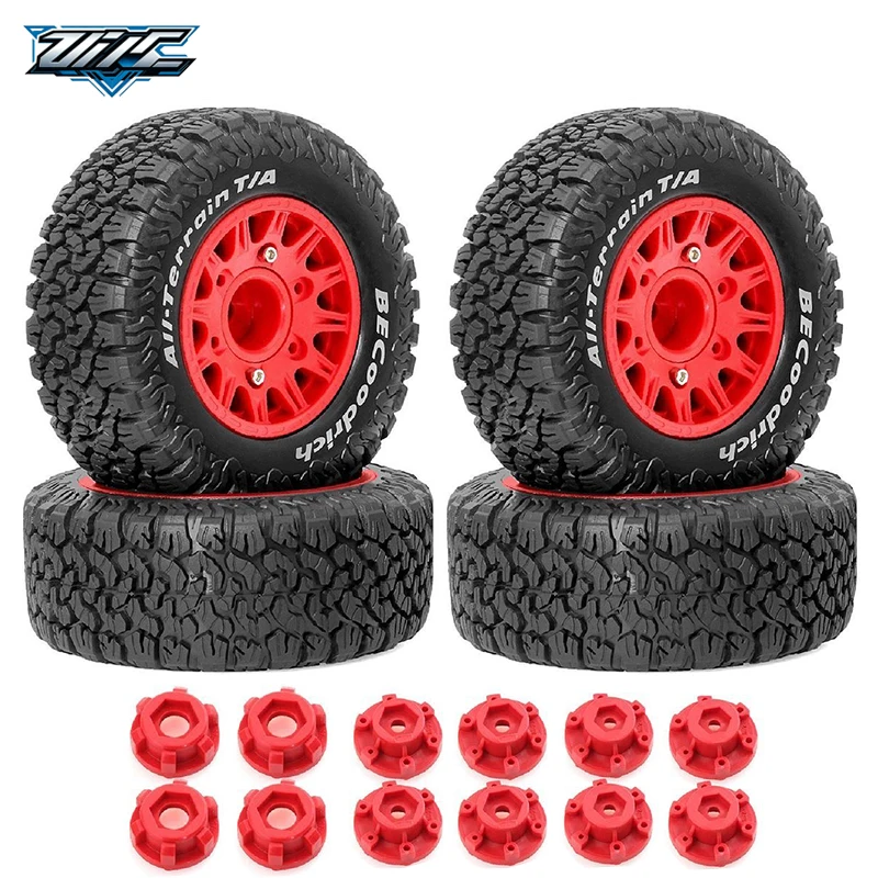 High Grip Rubber Short Truck Tire Wheel Set 113mm Multi‑Hex for 1/8 1/10 RC HSP PTG‑2 Tamiya Slash Arrma Senton VKAR Off‑Road