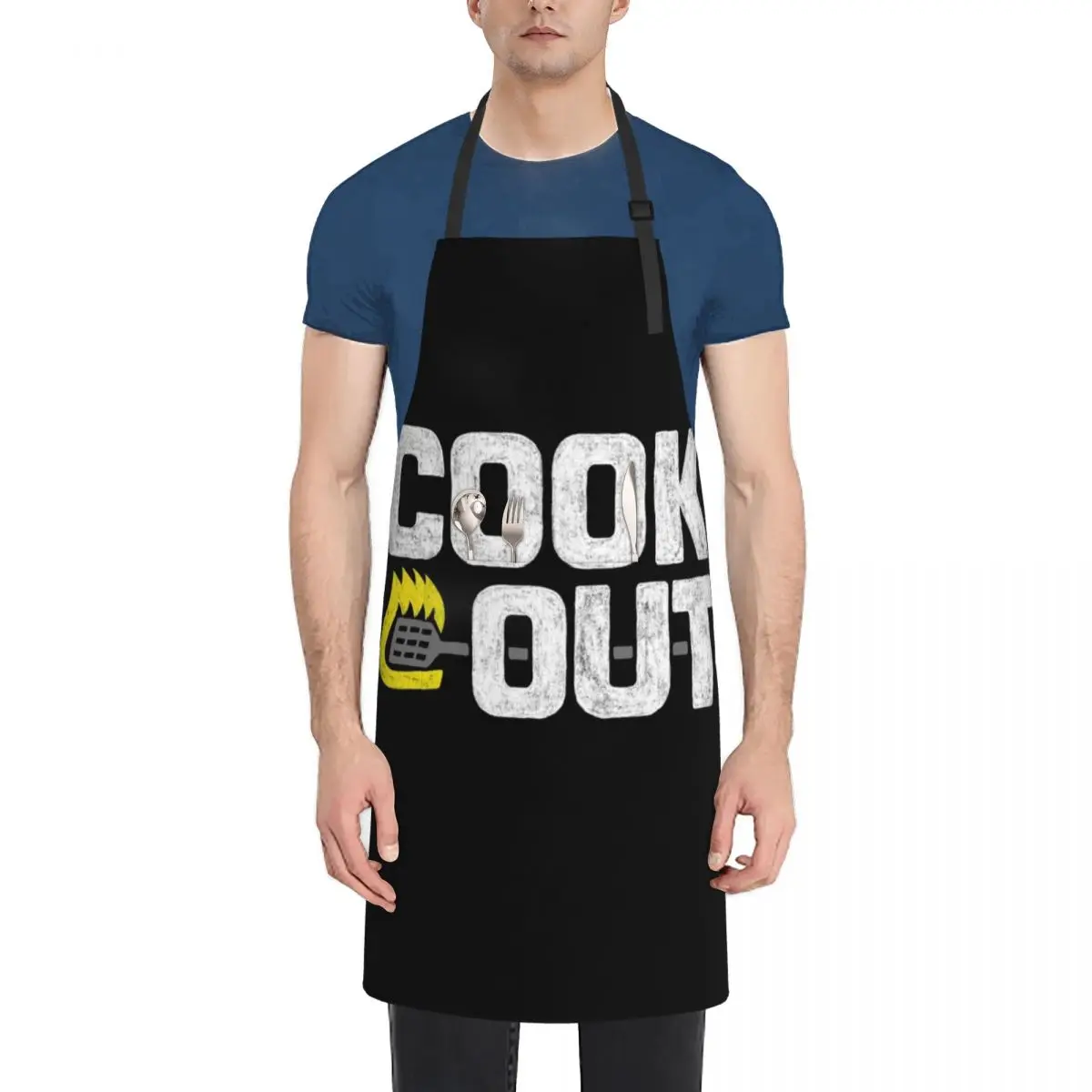 

Cookout - Vintage Chalk Texture - White & Gray Apron For Hairdresser Apron