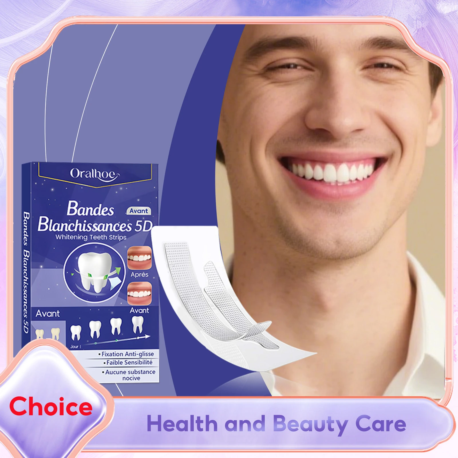 5D Teeth Whitening Strips Sensitive Toothpaste Gel Oral Hygiene Care Deep Stains Removal Brighter Smile Teeth Bleaching Strips