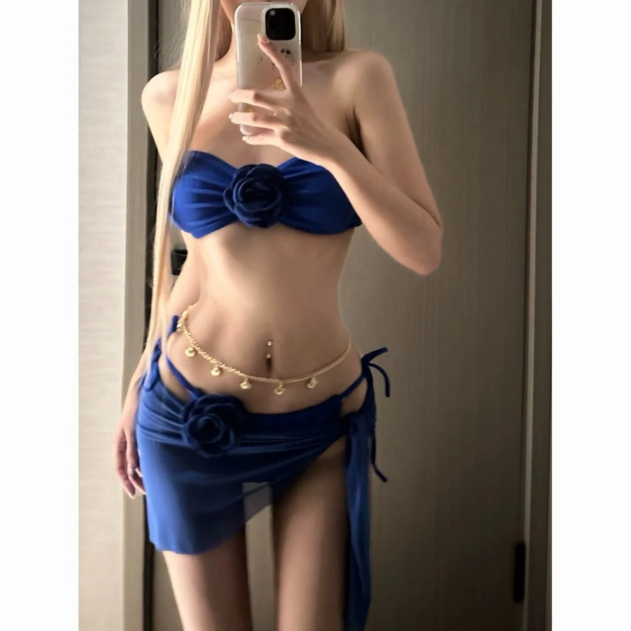 2026 Summer Bohemian Style 2 Piece Bikini Set One Piece Swimsuit High Waisted Halter Neck Push Up Sexy Tummy Control Mesh