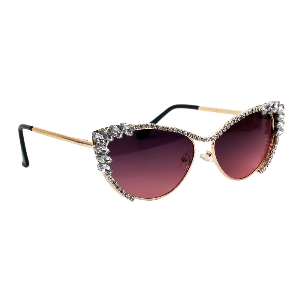 

Fashionable Women's Sunglasses Rhinestone Decorated Cat Eye Shades Sun Glasses Shades Summer Travel Goggles Trend Photo Eyewear