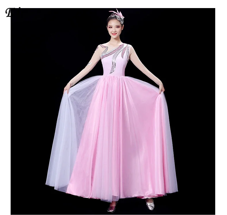 Opening Dance Large Swing Dress Costume Women's Modern Atmosphere 720 Degrees Dress Dance