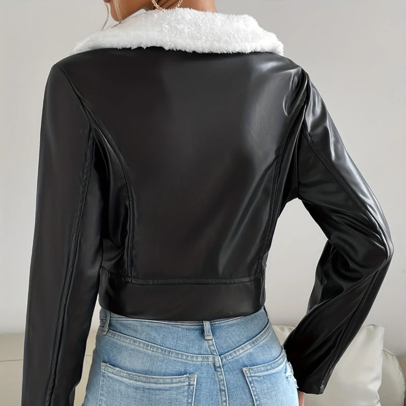 Trendy And Fashionable PU Gold Buckle Black Leather For Women Classic Casual And Spicy Motorcycle Short Jacket For Autumn